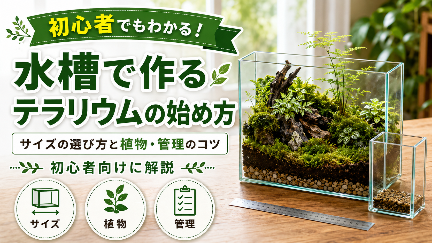 水槽で作るテラリウムの始め方｜サイズの選び方と植物・管理のコツ