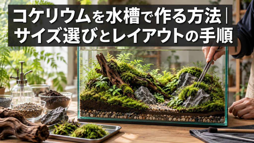 水槽でコケリウムを作るレイアウトの手順