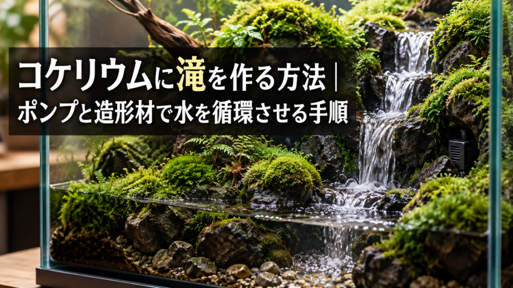 コケリウムに滝を作るポンプと造形の手順