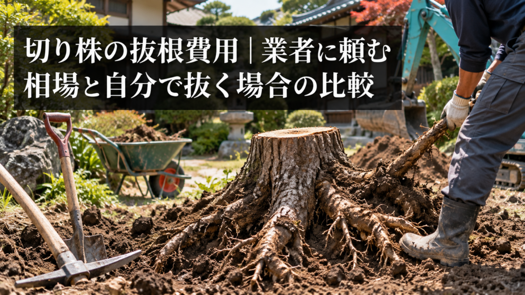 切り株を抜根する庭のイメージ