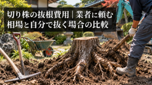 切り株を抜根する庭のイメージ