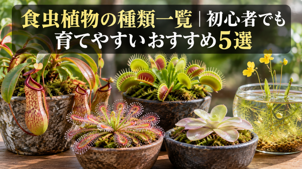 食虫植物の種類を並べたイメージ